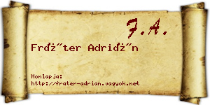 Fráter Adrián névjegykártya
